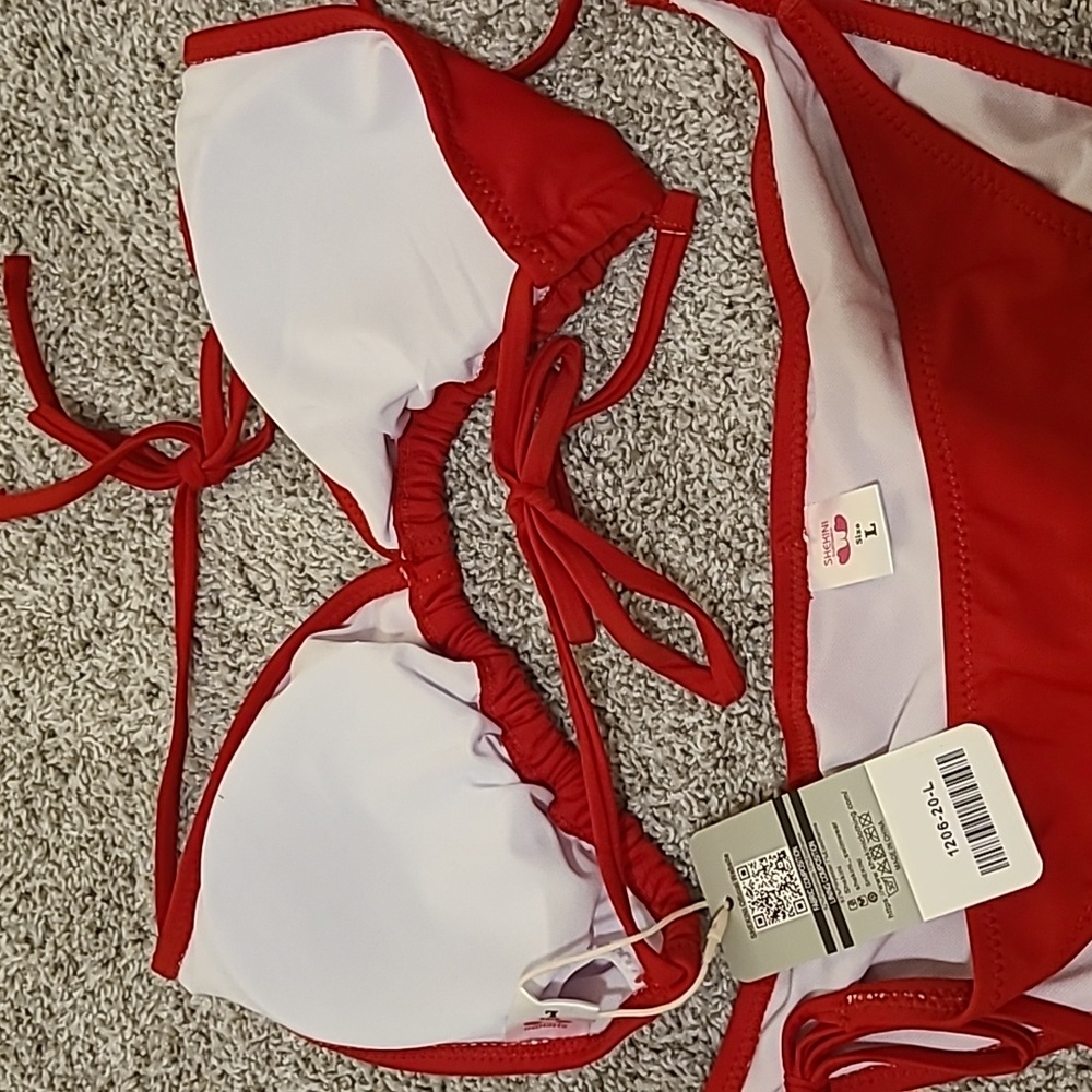 NWT SHEKINI Women's Tie Side Bottom Padded Top Triangle Bikini Bathing Suit - Picture 6 of 6
